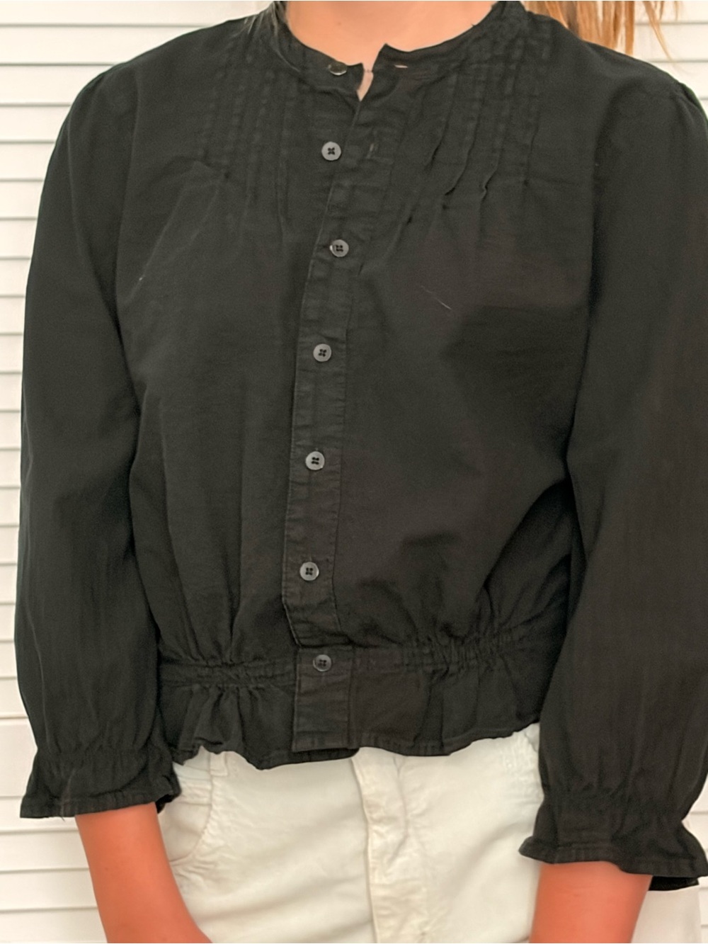 Lucky Brand Black blouse with lots of detail. Cropped